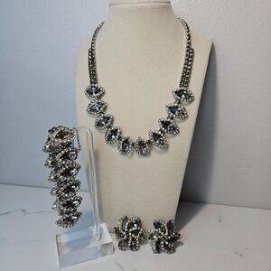 Rare Vintage Albert Weiss Necklace Bracelet and Clip On Earring Set